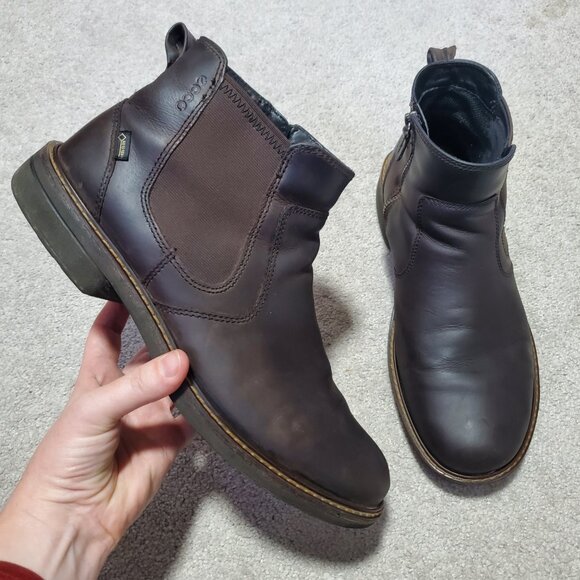 ECCO Turn GTX Chelsea Boots Gore-Tex Waterproof Leather Zip Brown Mens 44EU 10US - Picture 1 of 13